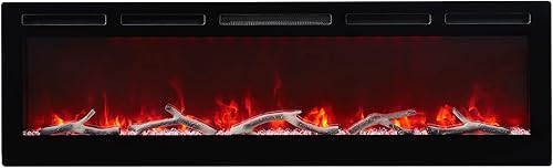 Miniatura 2 de EDYO LIVING Chimenea eléctrica de 50 pulgadas empotrada y montada en la pared y lineal con temporizador, control remoto, color de llama ajustable