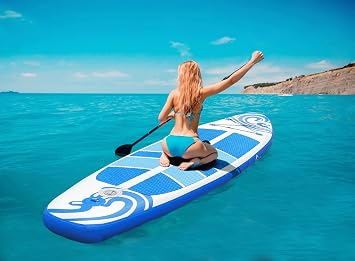 Peakpath Inflatable Stand Up Paddle Board (6’’ Thick) with Premium SUP Accessories&Bag,Bottom Fin for Paddling,Surf Control,Non-Slip Deck,Leash,Paddle and Two-Way Hand Pump|Youth&Adult Standing Boat