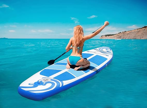 Peakpath Inflatable Stand Up Paddle Board (6’’ Thick) with Premium SUP Accessories&Bag,Bottom Fin for Paddling,Surf Control,Non-Slip Deck,Leash,Paddle and Two-Way Hand Pump|Youth&Adult Standing Boat