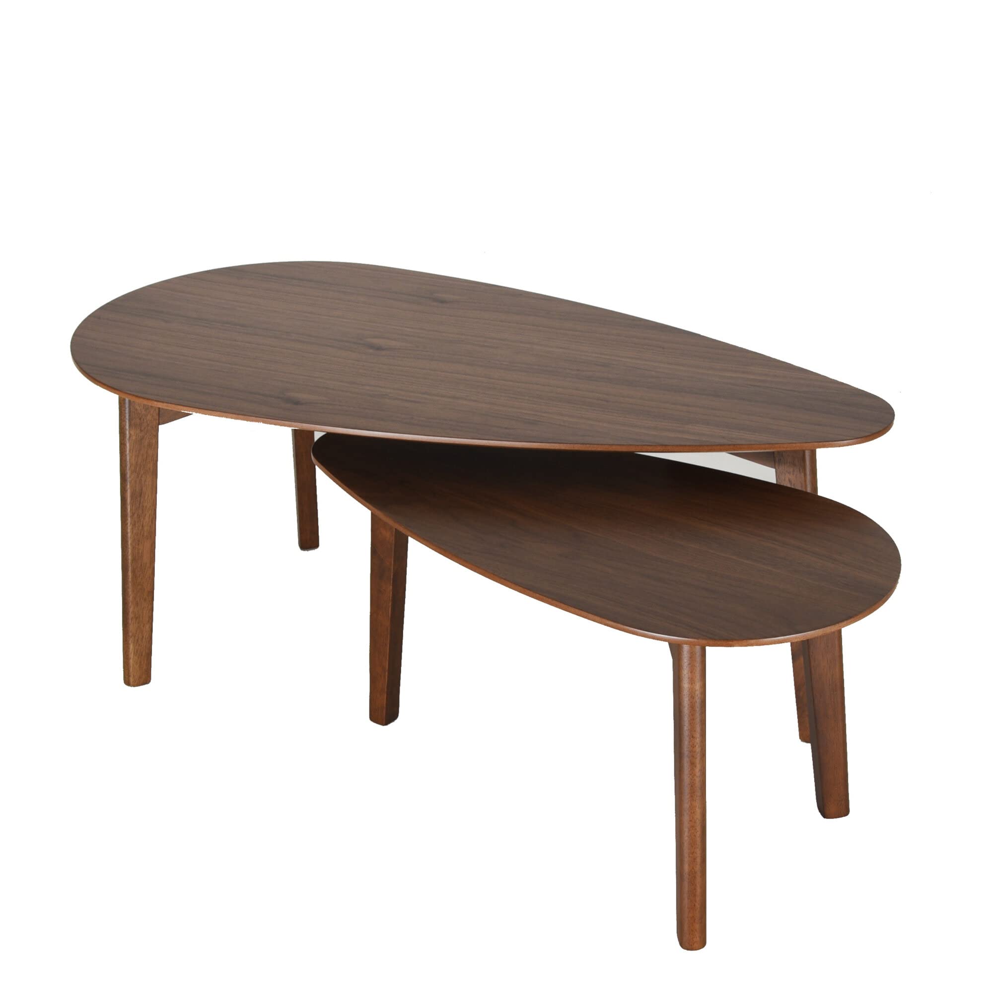 Zenvida Madison 2 Nesting Coffee Tables Wood 3 Legs Mid Century Modern