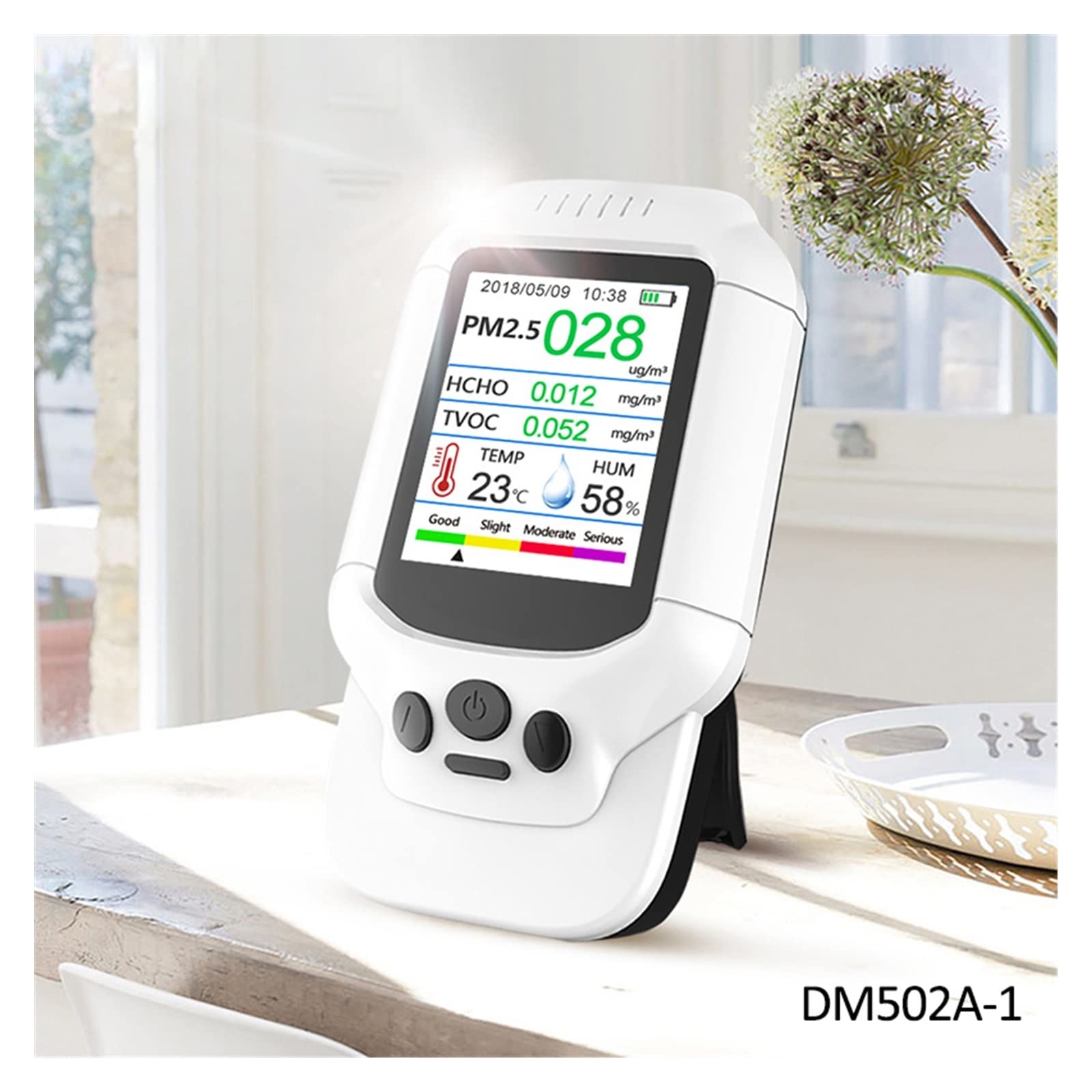 Detectores de gas precisos Monitor de temperatura y humedad PM2.5/HCHO/TVOC, probador de análisis de calidad del aire, Detector de Gas de ozono y formaldehído, analizador de medición Medidor de calida