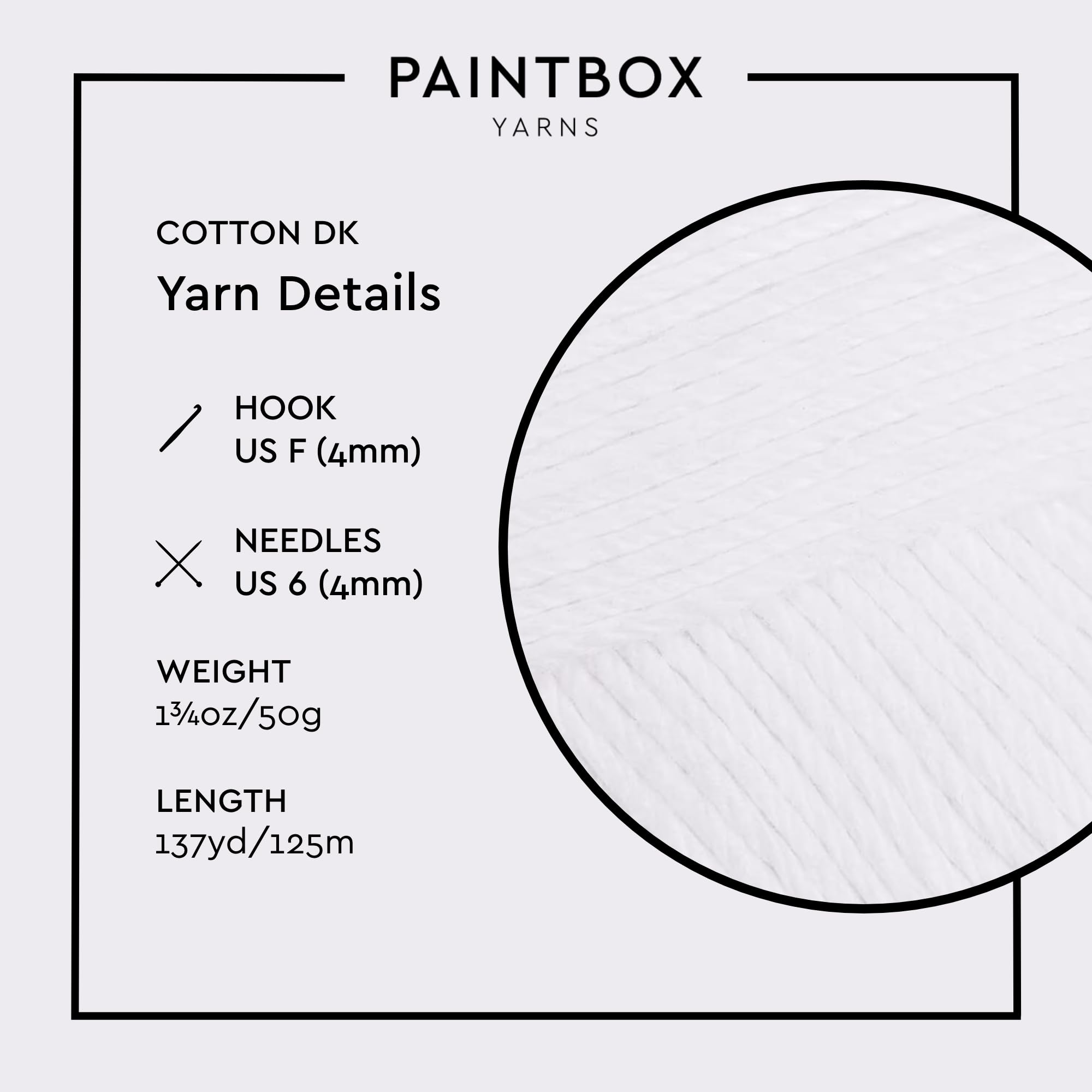 Paintbox Yarns 100% Cotton DK Yarn 1.76oz 50g 137yds 125m | Paper White Wool For Crochet Knitting - Soft Lightweight Double Knit Yarn For Clothes product thumbnail 4