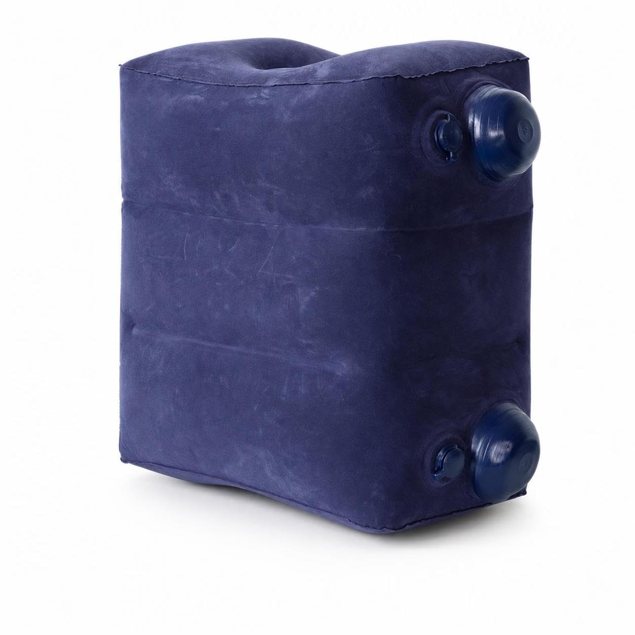Almohada Viaje Inflable en Forma U para Cuello y, Plegable, Reposapiés Inflable de Doble presión, Tres Capas Ajustables, Azul Marino