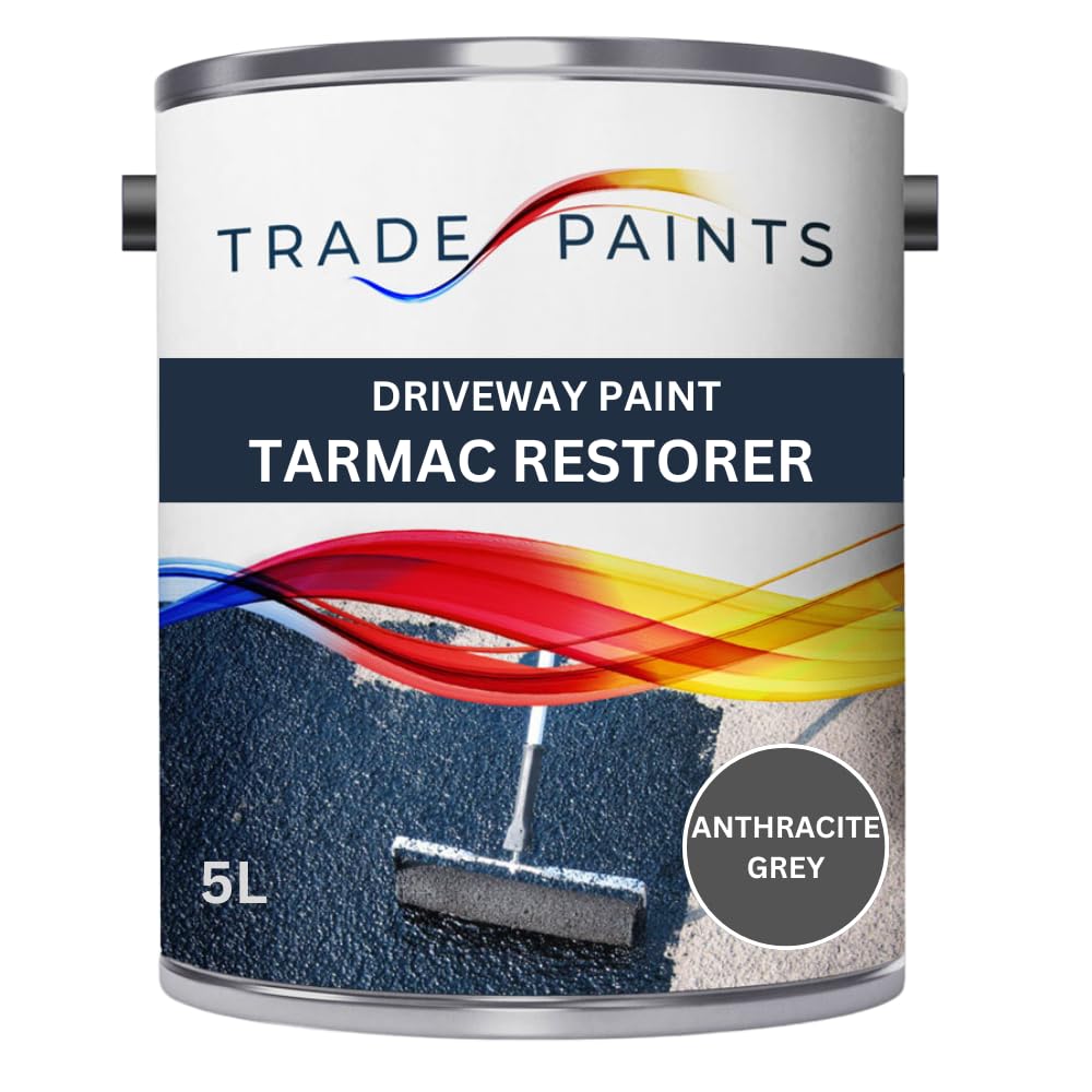 Trade Paints Anthracite Grey Driveway Restorer Paint For Tarmac, Asphalt, Stone, Brick & Block - High Performance Tarmac Paint For Driveways (, 5 Litre)