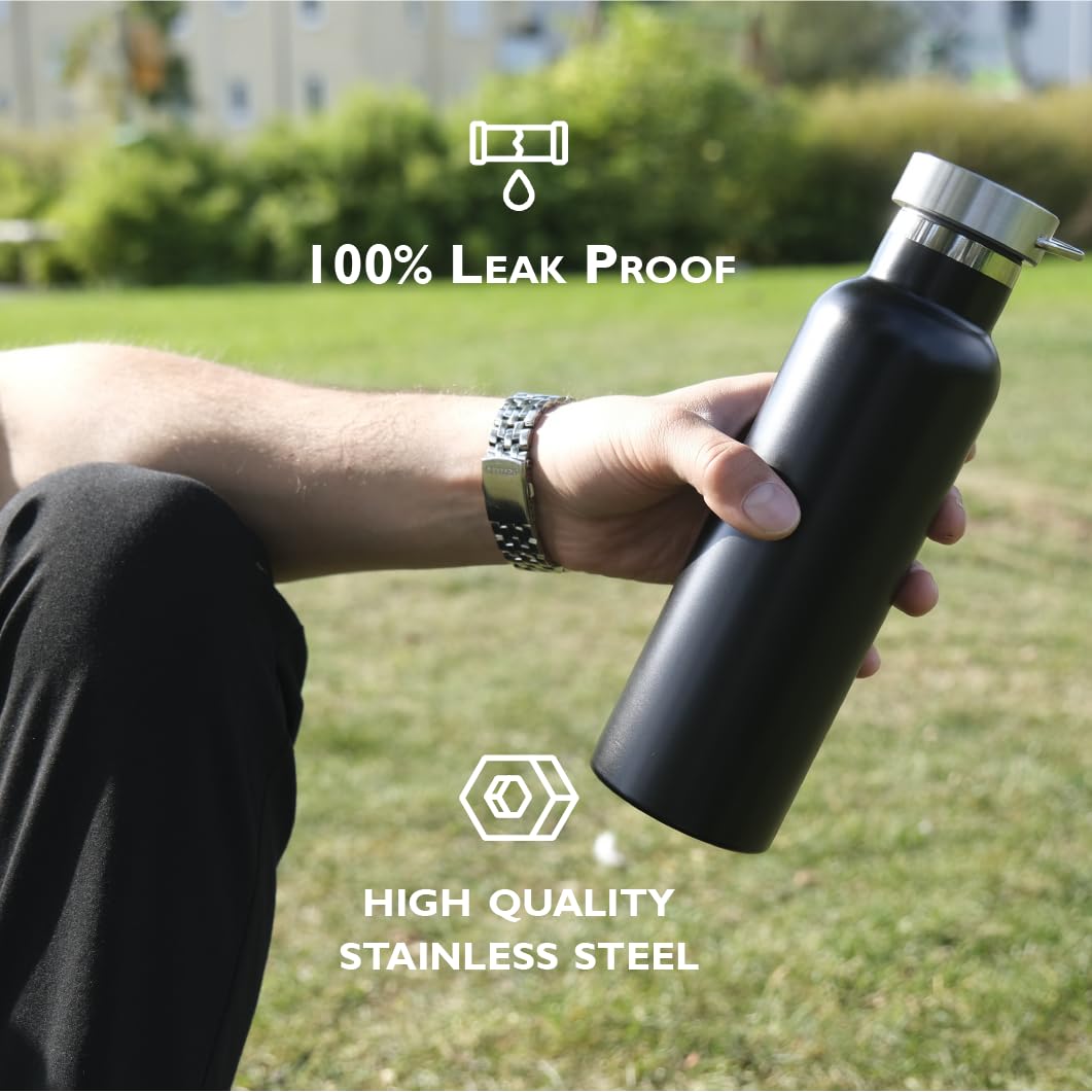 Thermos isotermico 600 ml in acciaio inox di alta qualità | Zelected Daily | Mantiene caldo 8 ore, freddo 12 ore | Tappo a vite impermeabile e antiperdita| Facile da trasportare| Nero