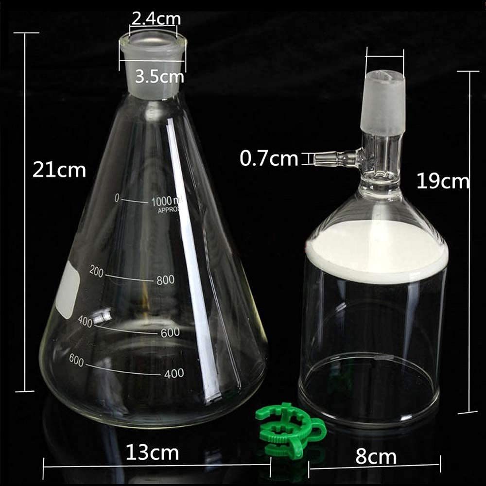 Filtro per aspirazione sottovuoto in vetro da laboratorio, flacone filtro da 1000 ml e kit di filtrazione a imbuto da 250 ml Apparato di distillazione per filtrazione sottovuoto da laboratorio