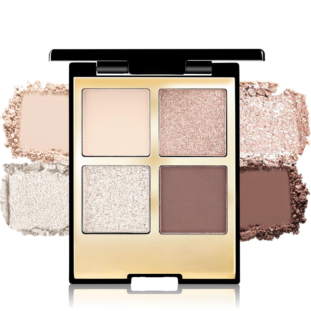4 Colours Eyeshadow Make-up Palette,Nude Rose Gold Brown Pure Impartial…