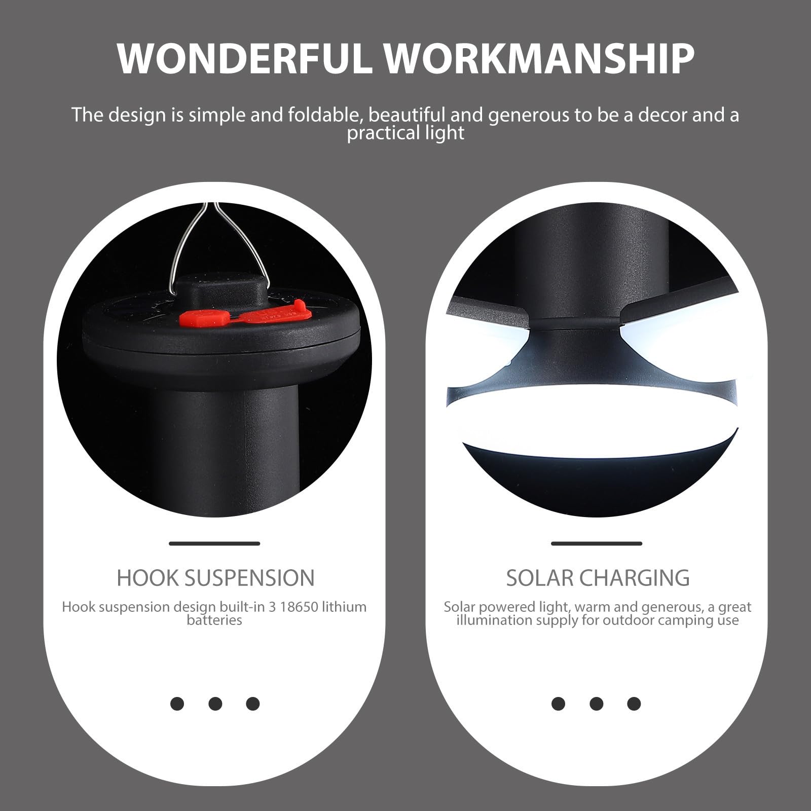 Toddmomy Lámpara Solar de Camping Portátil Luz LED de 30w, Batería de 1200mah, Material Abs y Función de Iluminación de Emergencia para Actividades al Aire Libre