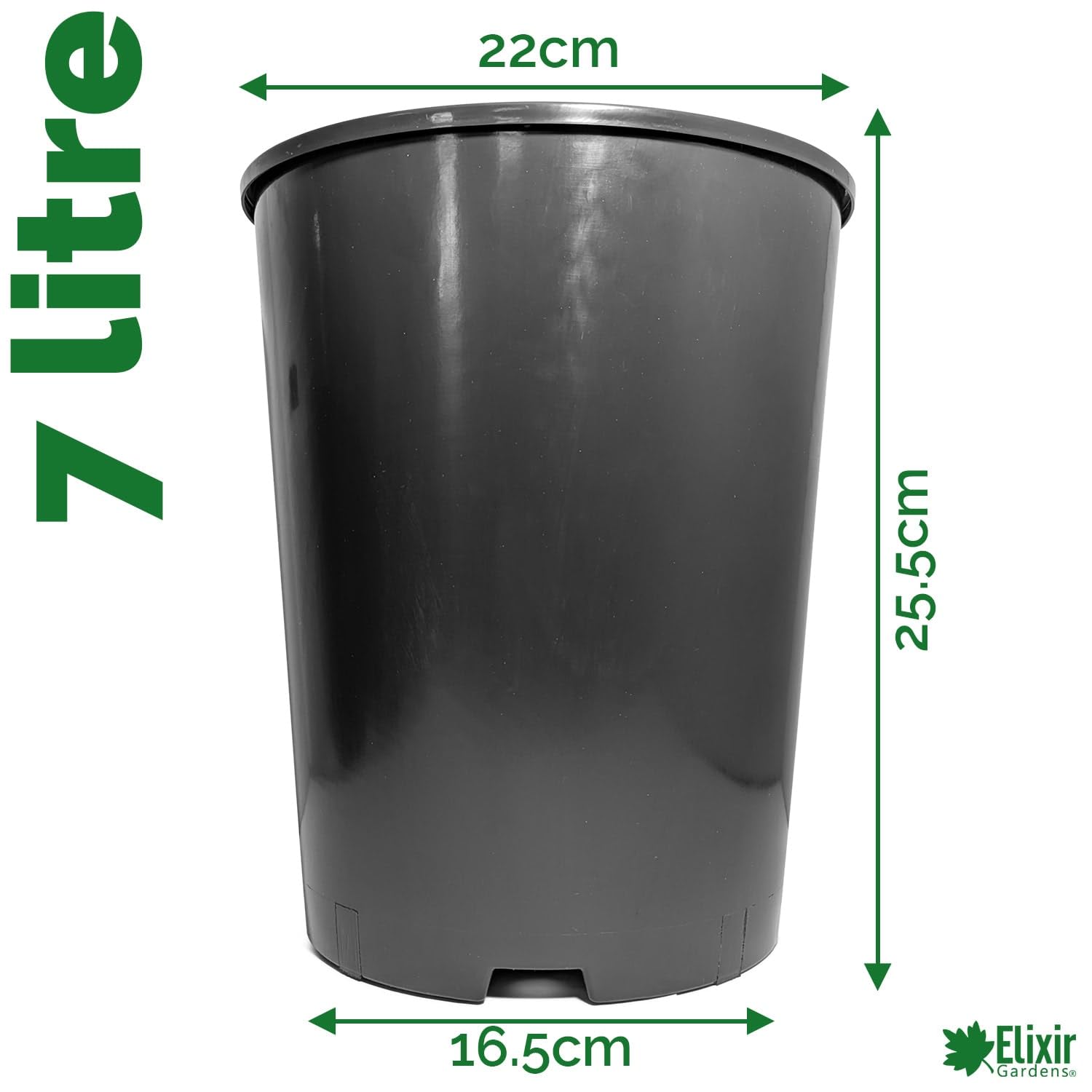 Elixir Gardens Black Recycled Plastic Deep Rose Pots 1,2,3,4,7 Litre Quality Plastic Plant Pot | 7ltr x 4 - 2