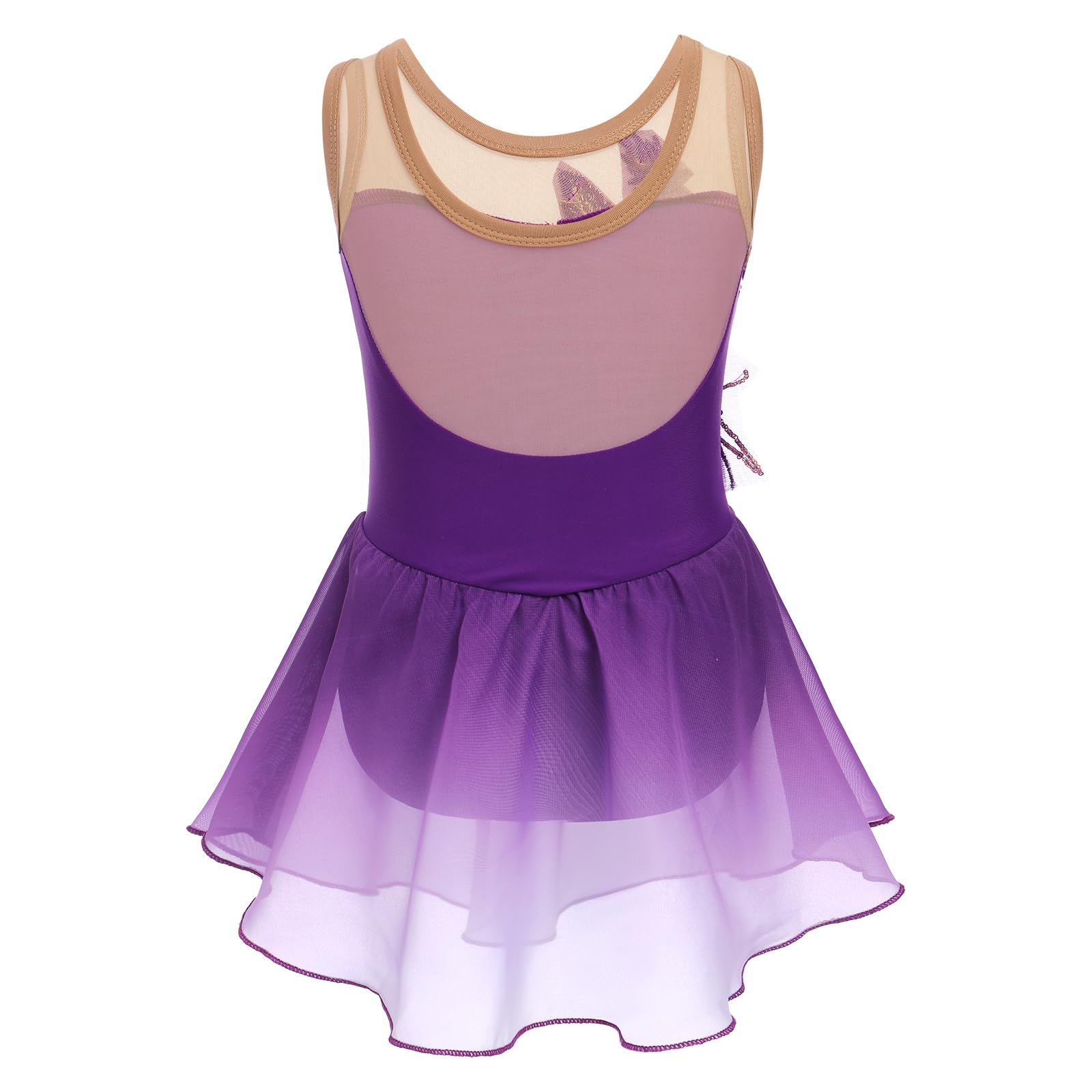 FYMNSI Robe de patinage artistique pour fille - Paillettes - Fleurs - Robe de ballet en mousseline de soie - Sans manches - Justaucorps de gymnastique - Vêtements de ballet pour 3-12 ans