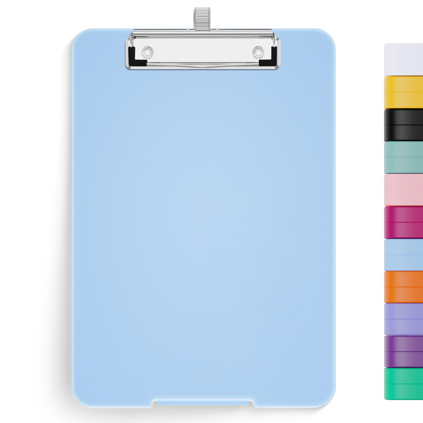 Hongri A5 Clipboard with Storage, Metal Retractable Pen Holder, 6 x 9'' Nursing Plastic Foldable Clip Board, Size 9.4 x 6.1 x 0.9 in, Office Supplies, School Supplies, Menu Box for Work, Blue