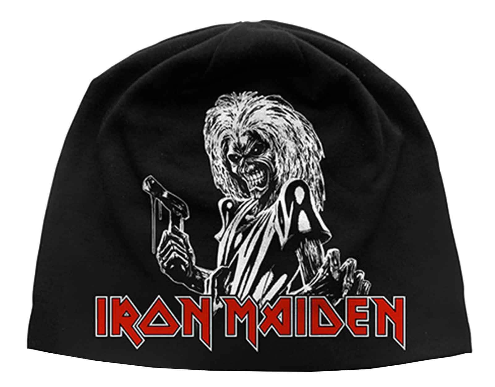 Iron Maiden Beanie Hat Cap Classic Killers Logo Official Black Jersey Print One Size