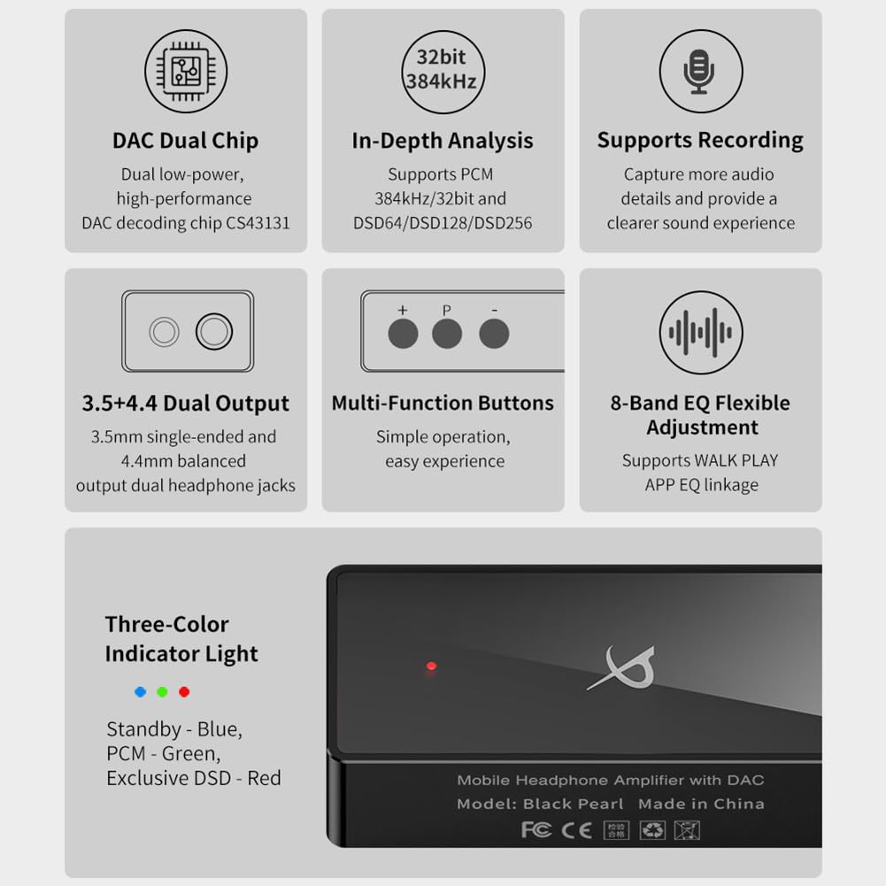 TRN Black Pearl Décodeur Dual CS43131 DAC/AMP USB Portable