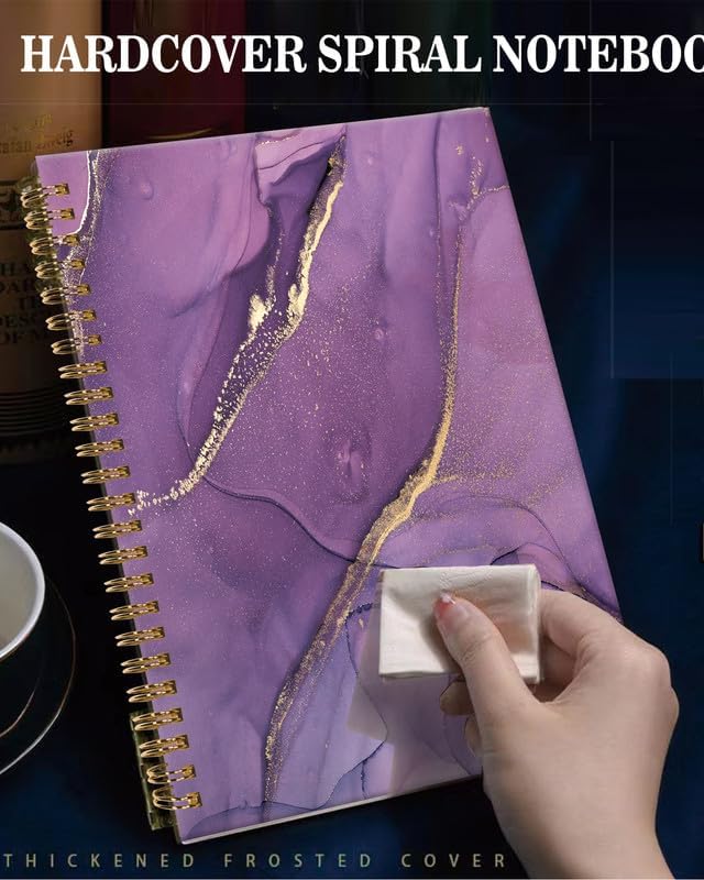 Spiral Journal Notebook,A5 Hardcover Lined Journals for Women Girl 6 x 8.3 in,120 Pages Thick Paper,Cute College Ruled Writing Notebook for Gifts Office Work School(Chic Purple Marble) - Image 4