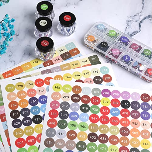 Cobee Diamond Colorful Number Painting Labels, 4 Sheet 447Pcs Self Adhesive Labels For Diamond Painting Storage Boxes Diamond Painting Number Round Sticker Diy Diamond Painting Color Chart Accessory #TOP5