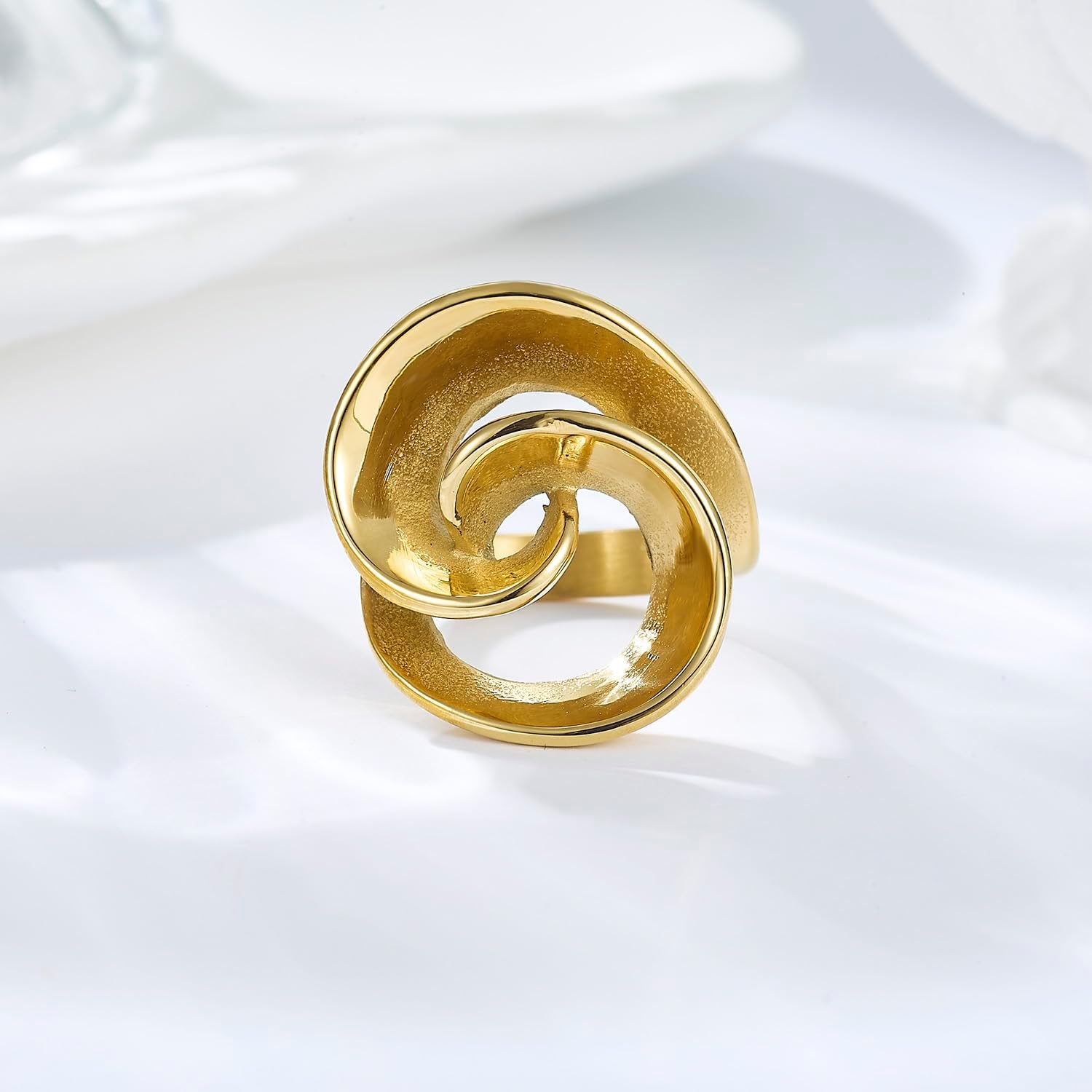 Unique Geometric Jewelry Solid Stainless Steel Square/Multilayer Bar Minimal Statement Ring for Women - Image 4