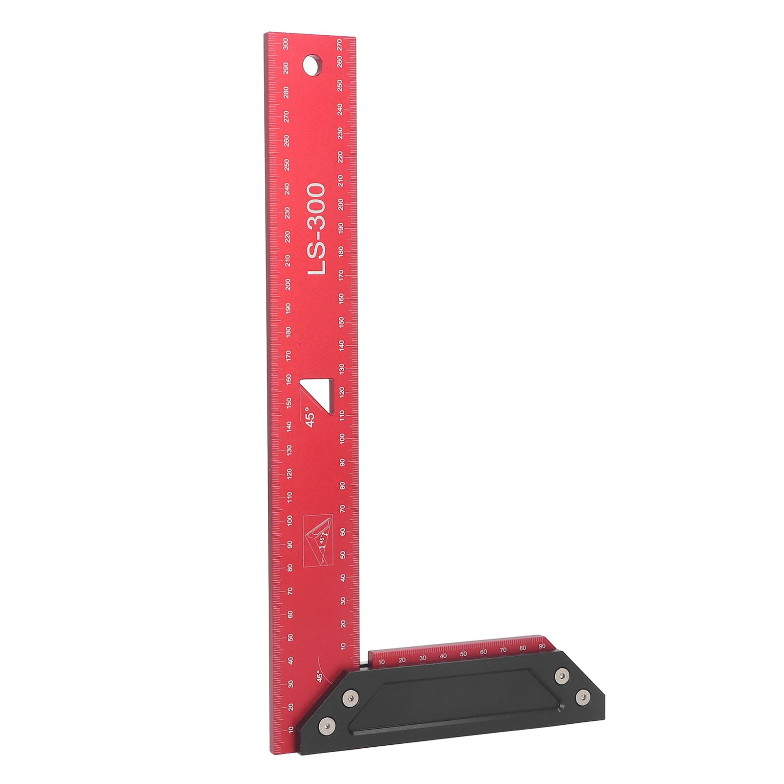 Regla de trazado para carpintería, regla para carpintería en forma de L, regla de trazado de aleación de aluminio con llave hexagonal, regla de medición doble de 45° de lectura