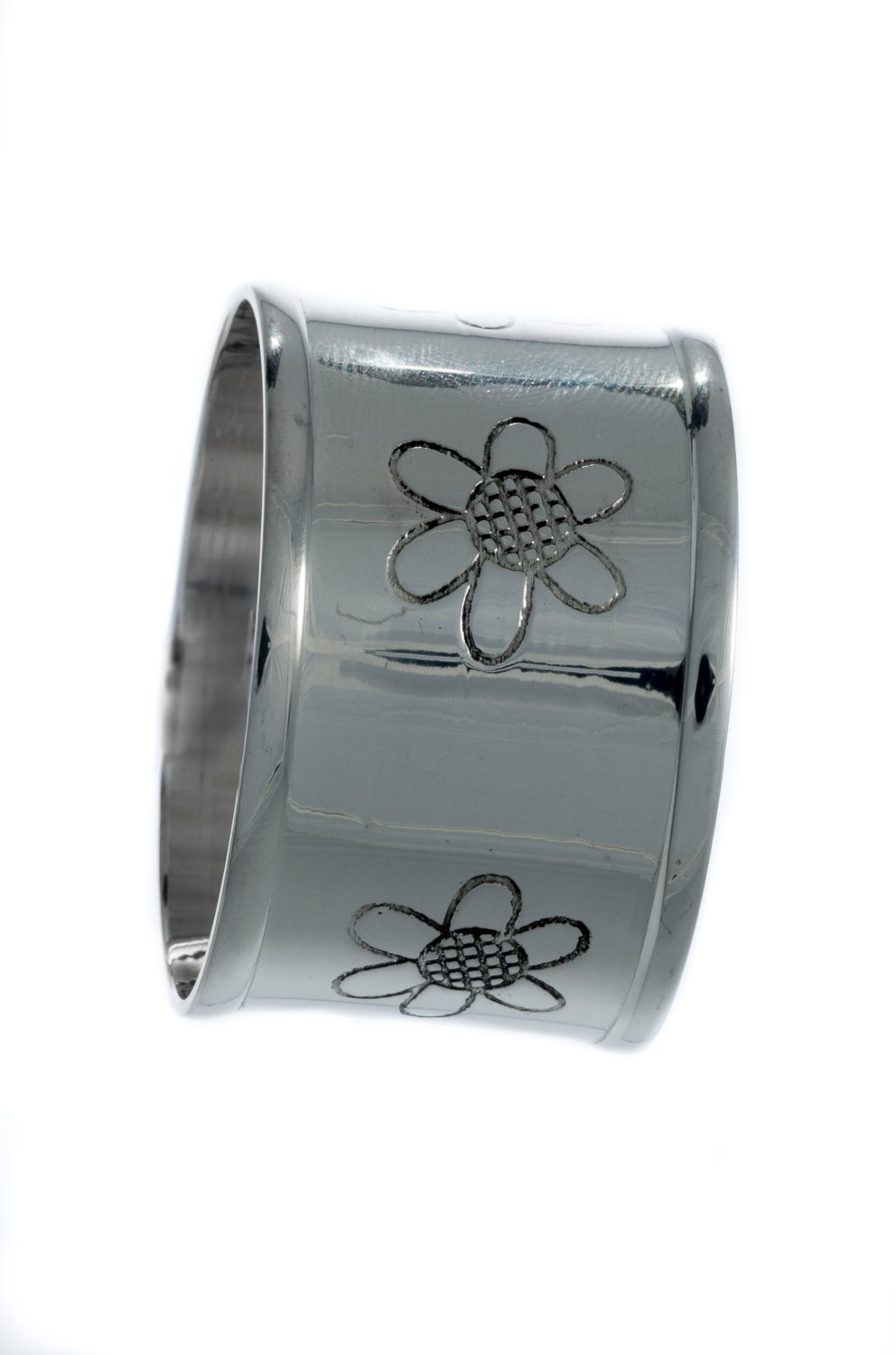 Lot de 6 Beau Motif marguerite Couleur argent ronds de serviette par Libby de place de marché