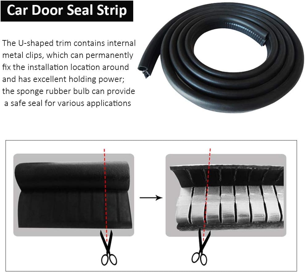 Image of Automotive Door Rubber Seal Strip Trim Seal with Side Bulb for Cars,Trucks, Boats, RVs and Home Applications, Car Door Weather Striping (40Ft)