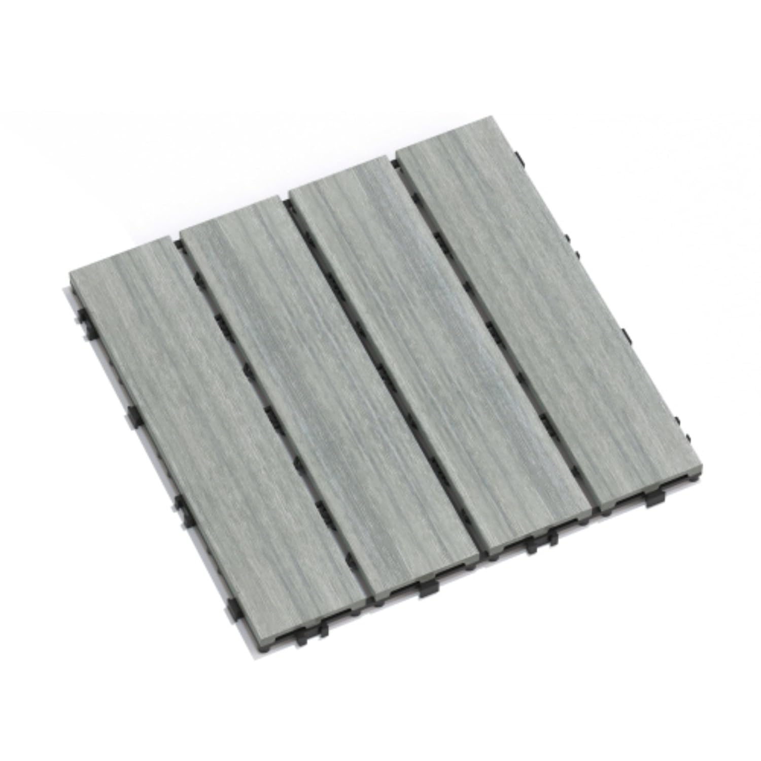 12x12x0.8 Interlocking Composite Wood - Plastic Patio Deck Tiles for Indoor and Outdoor Use, Ideal for Courts, Water - Resistant (Light Gray,11)