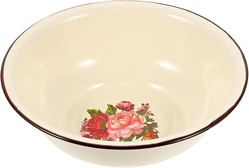 Luxshiny Cuenco de sopa esmaltado para almacenamiento de alimentos, estilo vintage, compacto, para masa de frutas y arroz, inauguración de la casa,