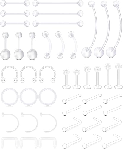 Anicina Anillos transparentes para la nariz para el trabajo, retenedor de piercing transparente de herradura, retenedor de tabique de plástico