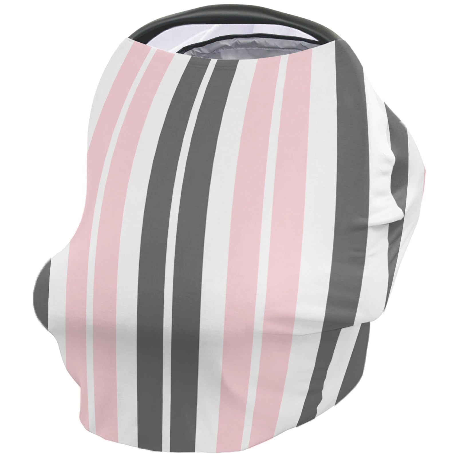 Nursing Cover for Breastfeeding Scarf, Gray Pink Stripes Baby Car Covers Super Soft Multi Use for Canopy Shopping Cart Cover Blanket Stroller Cover
