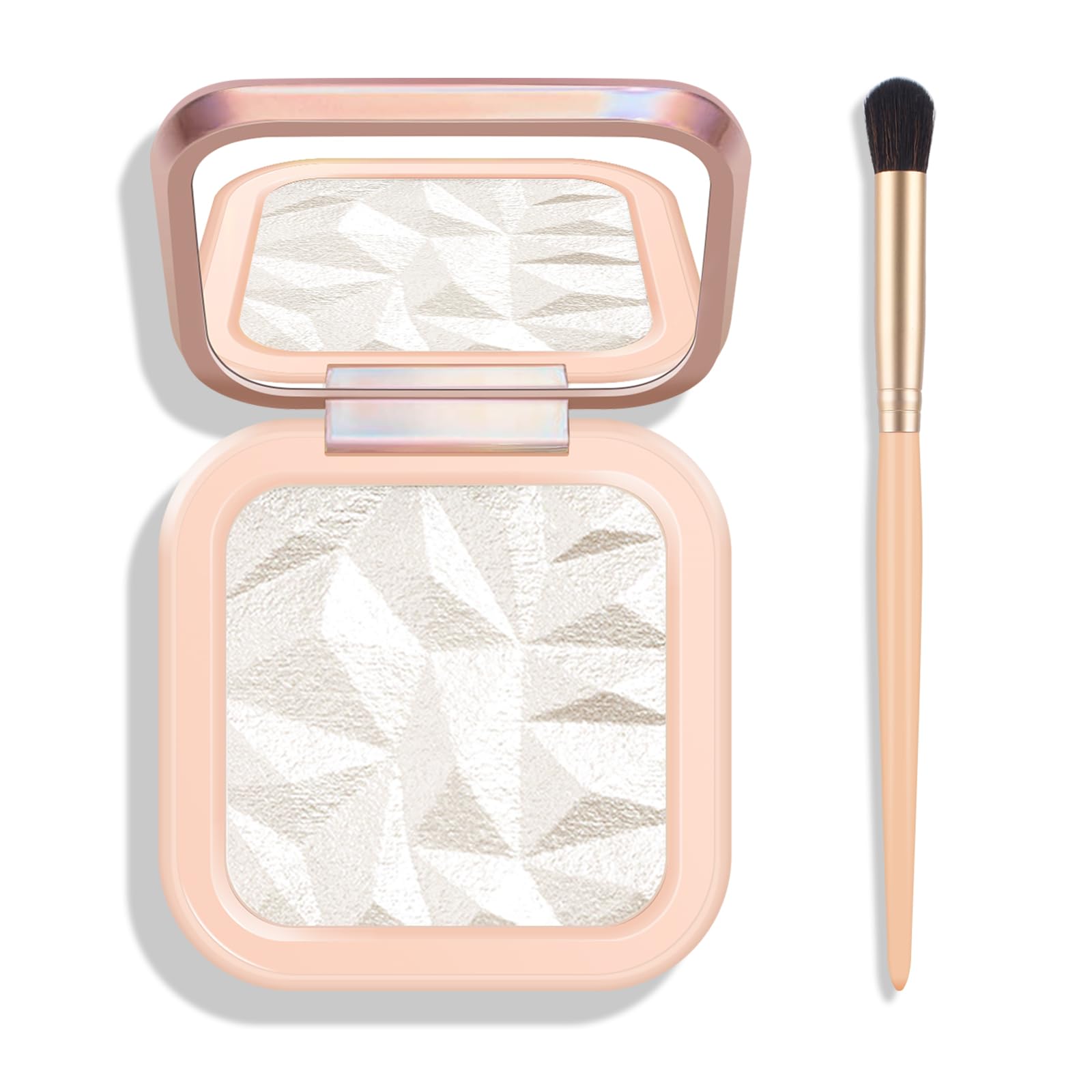 KYDA Face Highlighter Palette, High Glossy Pearl White Face Illuminator Palette, Natural Shimmer Smooth Baked Highlighter Makeup, Lasting Sparkling Baked Pressed Powder- PEARL