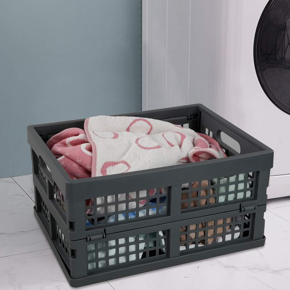 cassette pieghevoli, in plastica, confezione da 3, colore: grigio