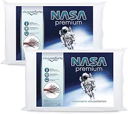 Kit 2 Travesseiros Nasa Visco D40 Hipoalergênico Capa Algodão Viva Conforto