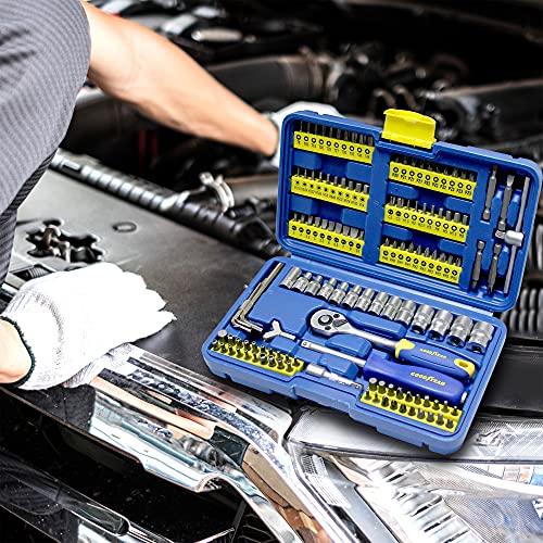 Goodyear 130pc Socket Set + Screwdriver Bits Set Including 72-Teeth Ratchet Handle with Hard Case 4 Goodyear 130pc Socket Set + Screwdriver Bits Set Including 72-Teeth Ratchet Handle with Hard Case - Image 4