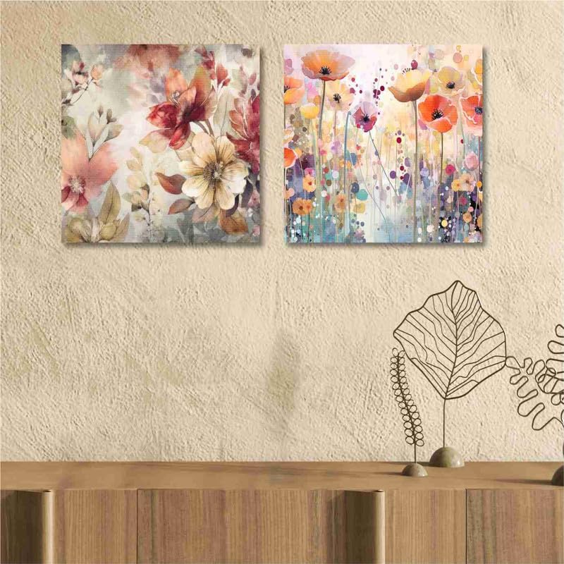 SAF paintings Wooden Framed Canvas Painting ||Set Of 2 Abstract Floral Theme Canvas Wall Art Painting for Home Décor Office||For Bedrom,Living Room Home wall and Office Interior CR-192 3
