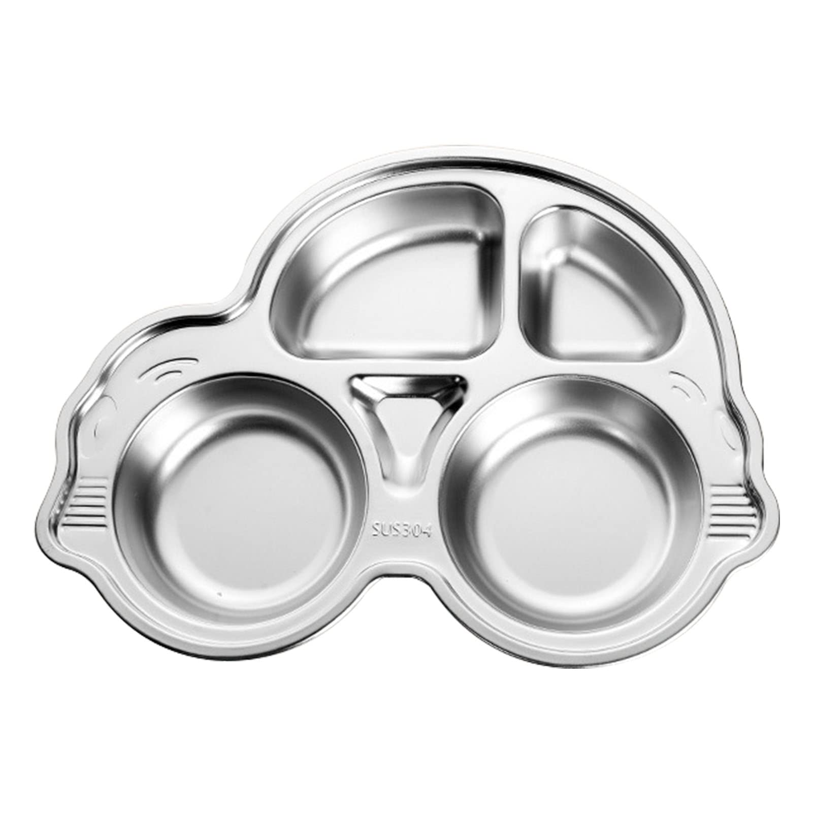Stainless Steel Cartoon Divided Platter Fun Shape Drop Proof Dinner Tray for Kindergarten, Food Grade Plate for Kids Home Picnics Camping (Car) — view 5