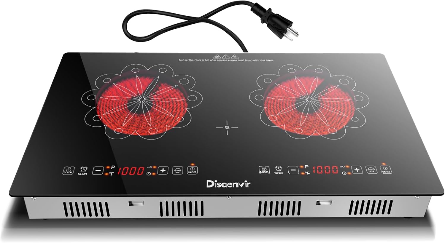 2 Burner Electric Cooktop - 24 Inch Electric Stove Built-in and Countertop, Portable Two Burner Ceramic Cook Top with Child Lock, Timer, Sensor Touch Control, 110V - 120V Plug in 2 Burner Touch