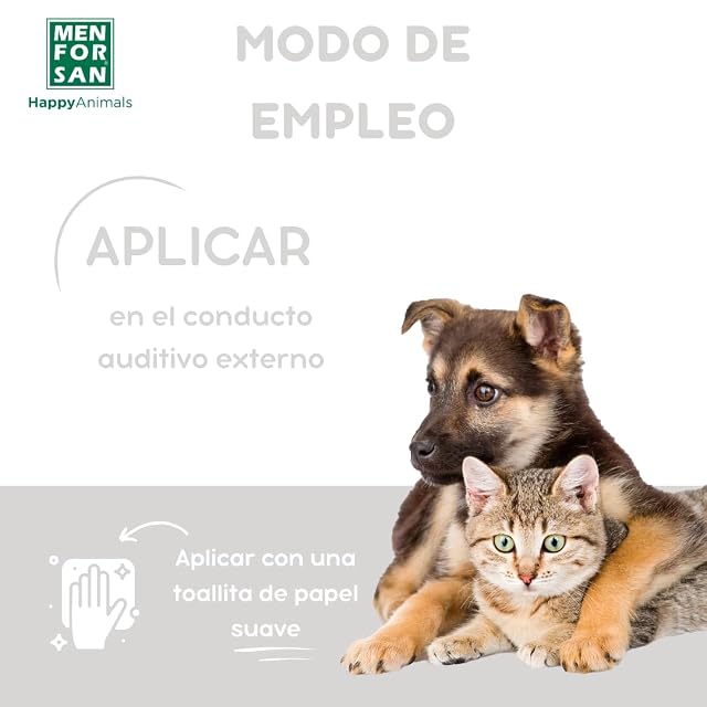 Foto 4 de 5 de MENFORSAN Limpiador Ótico Perros Y Gatos, Higiene de Oidos, Previene y Controla la Otitis, Sin olor, Incoloro