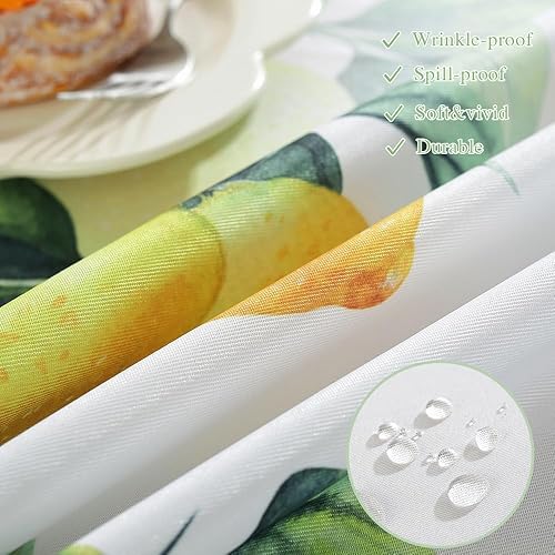 Miniatura 7 de MATIRUG Mantel de verano para mesa rectangular de 52 x 70 pulgadas, mantel floral de frutas de limón, tela francesa lavable a prueba de derrames,