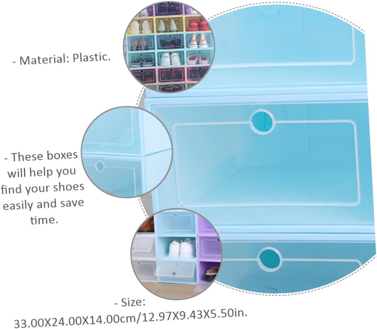 Ipetboom 6pcs Transparent Drawer Type Shoe Boxes Stackable Organizer with Window for Men Dustproof Plastic Container for Shoes and Accessories Storage