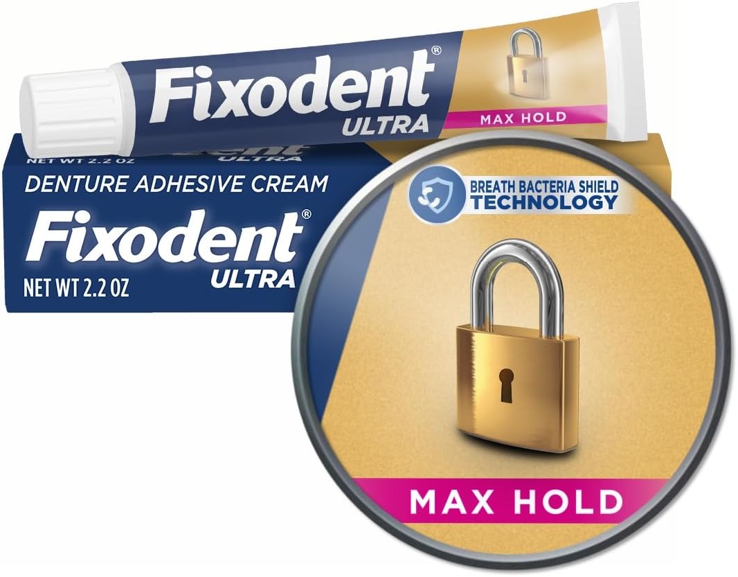 Fixodent Ultra Max Hold Denture Adhesive, 2.2 oz, (Packaging may vary)