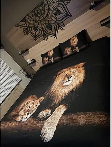 Miniatura 3 de Holiyjog Juego de funda de edredón de león, juego de fundas de almohada de león, juego de cama de león, fundas de almohada para el hogar, tamaño