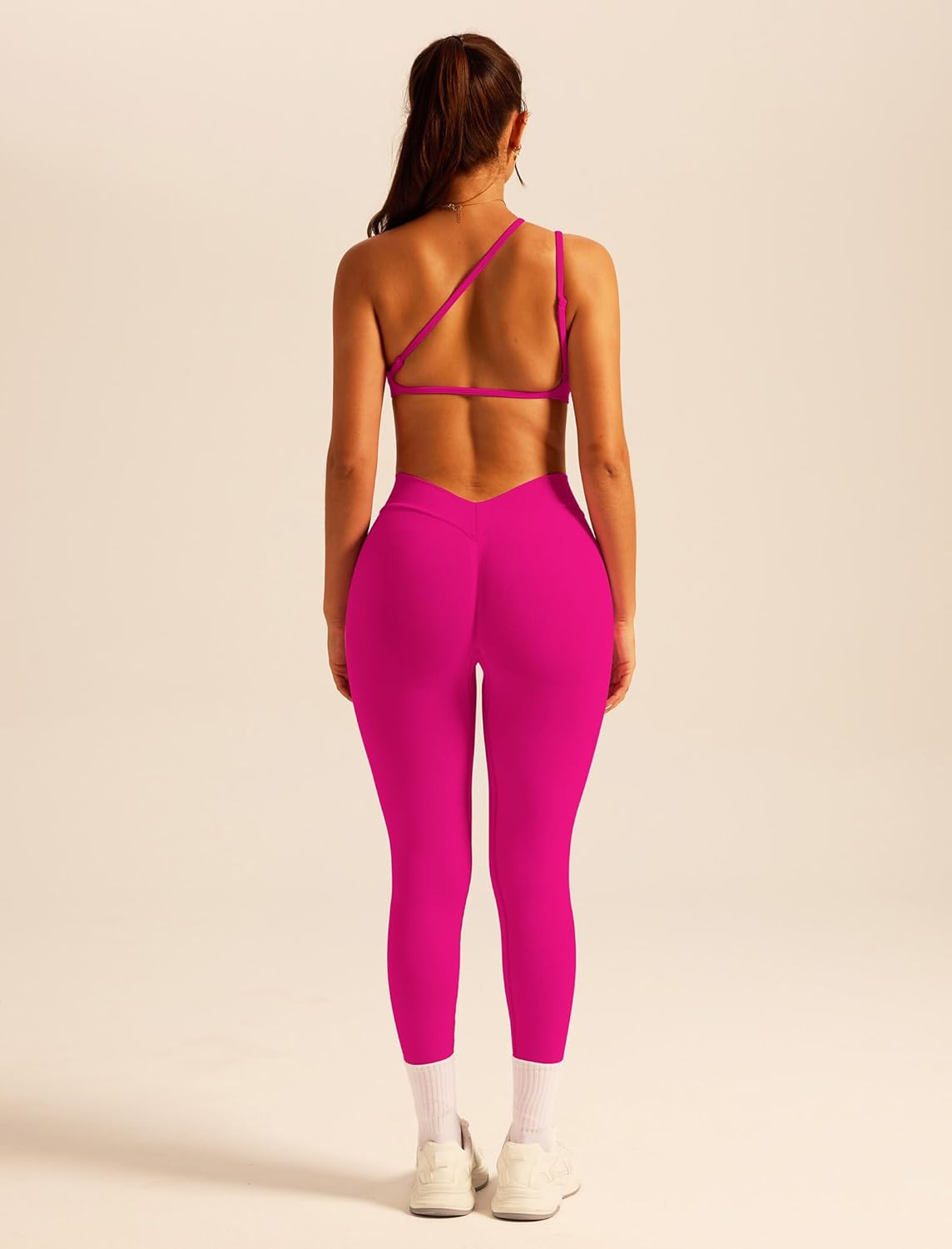 ABOCIW 2 Piece Workout Sets for Women Seamless Strappy Sports Bra V Scrunch Butt Lifting High Waist Leggings Gym Set - Image 6