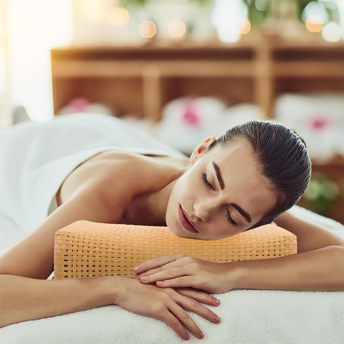 TEHAUX Lot de 2 Oreillers Tissés Simulés pour Sauna en Plastique Léger et Confortable, Coussins Appui-tête pour Spa et Détente