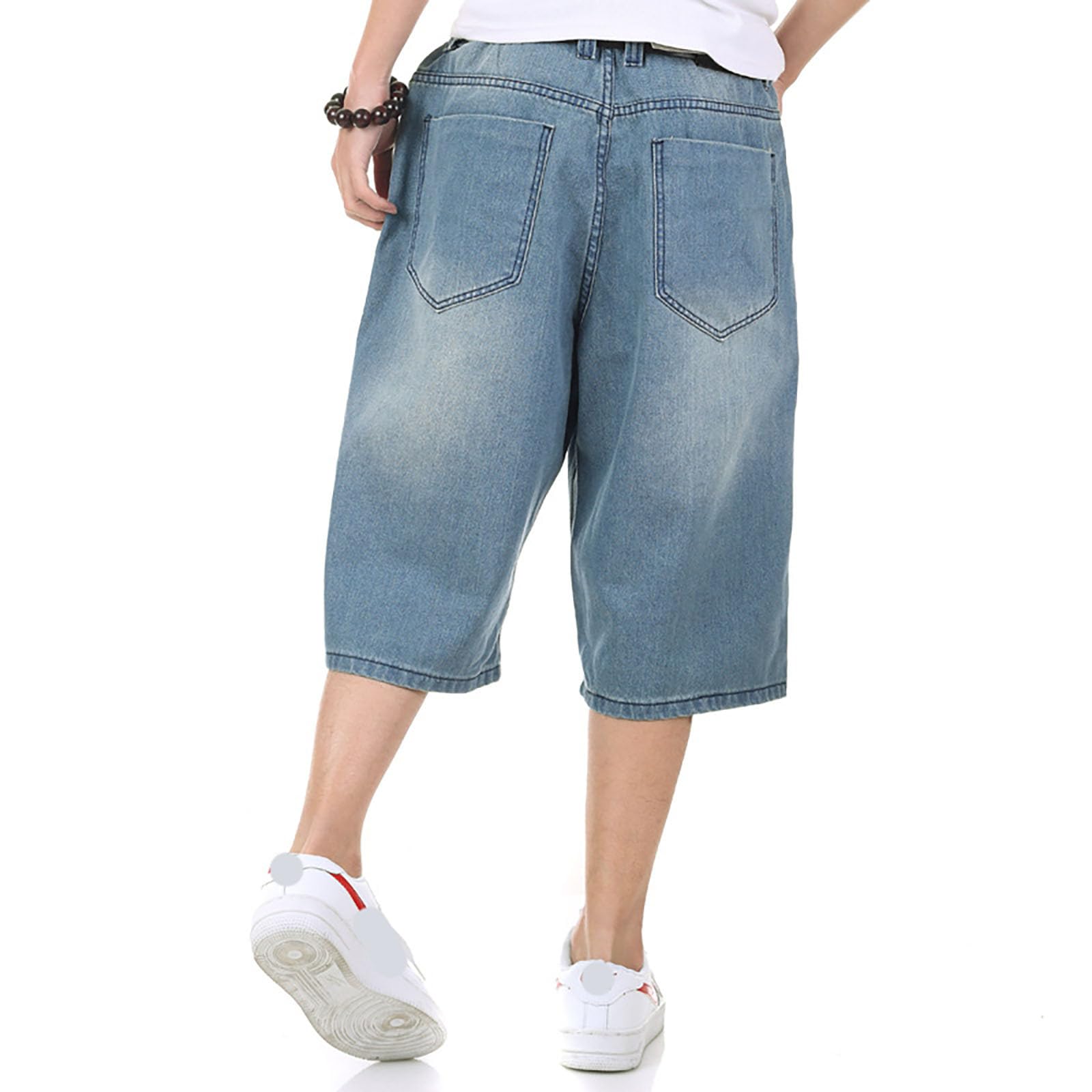 Dreiviertel Hose Herren, Jeans Kurz Herren, Schnelltrocknende Shorts aus Eisseide für Männer mit Fester fünfeckiger Jogginghose