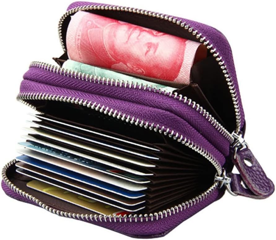 Zipper Organ Card Holder RFID Antimagnetic Leather Card Holder ID Card Holder