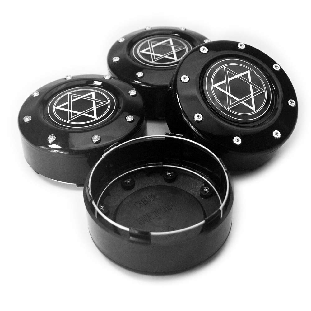 Rhinotuning 4 x 102 mm materiał ABS Hexagon Star opis czarne kołpaki piasty do #81232090F