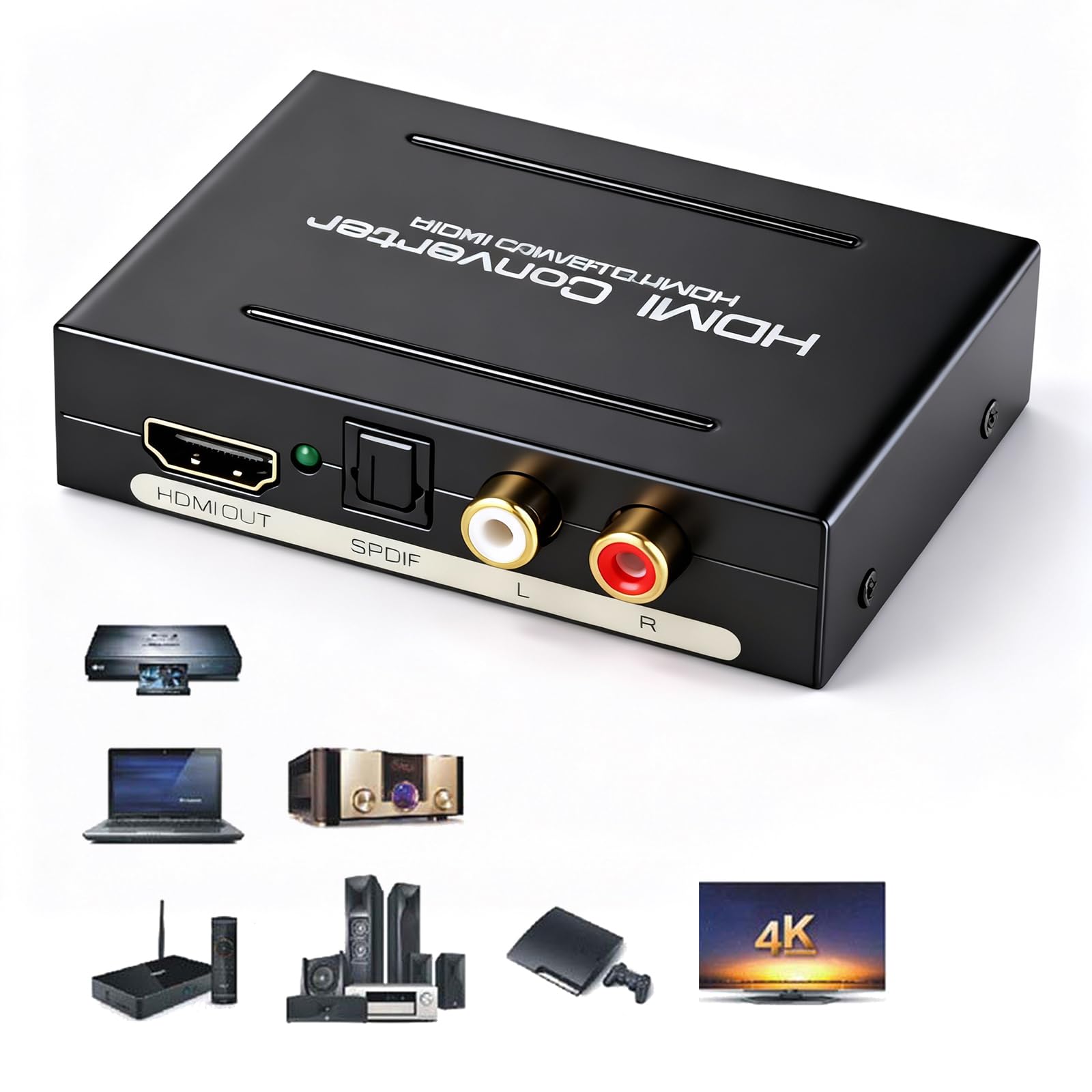 Estrattore audio, 4 K Hdmi Audio Extractor, splitter ottico Hdmi, convertitore audio analogico, supporta 4 k*2 k, 3D, convertitore ottico, compatibile con molti dispositivi di interfaccia Hdtv