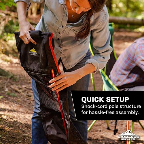 Miniatura 4 de Cascade Mountain Tech Silla de campamento ligera de respaldo alto al aire libre con reposacabezas y estuche de transporte - verde