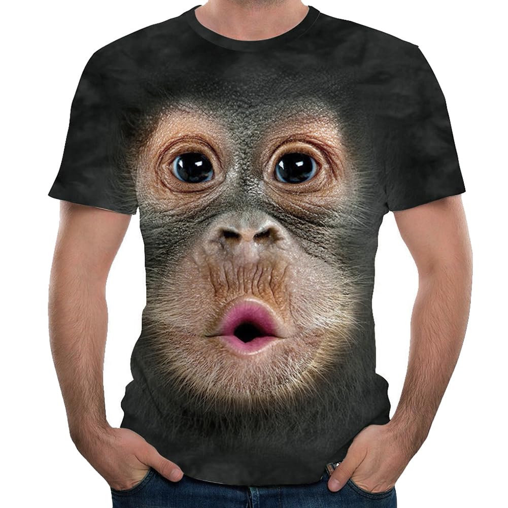 ANUFER Unisex Adult Kid Novelty 3D Digital Print Gorilla T-Shirt Short Sleeve Tops Blouse Tee, Gorilla-black, XL
