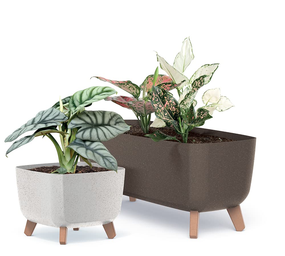 Whitefurze Buiten plantenpot/bloempot - zwart - kunststof - D20 x H16