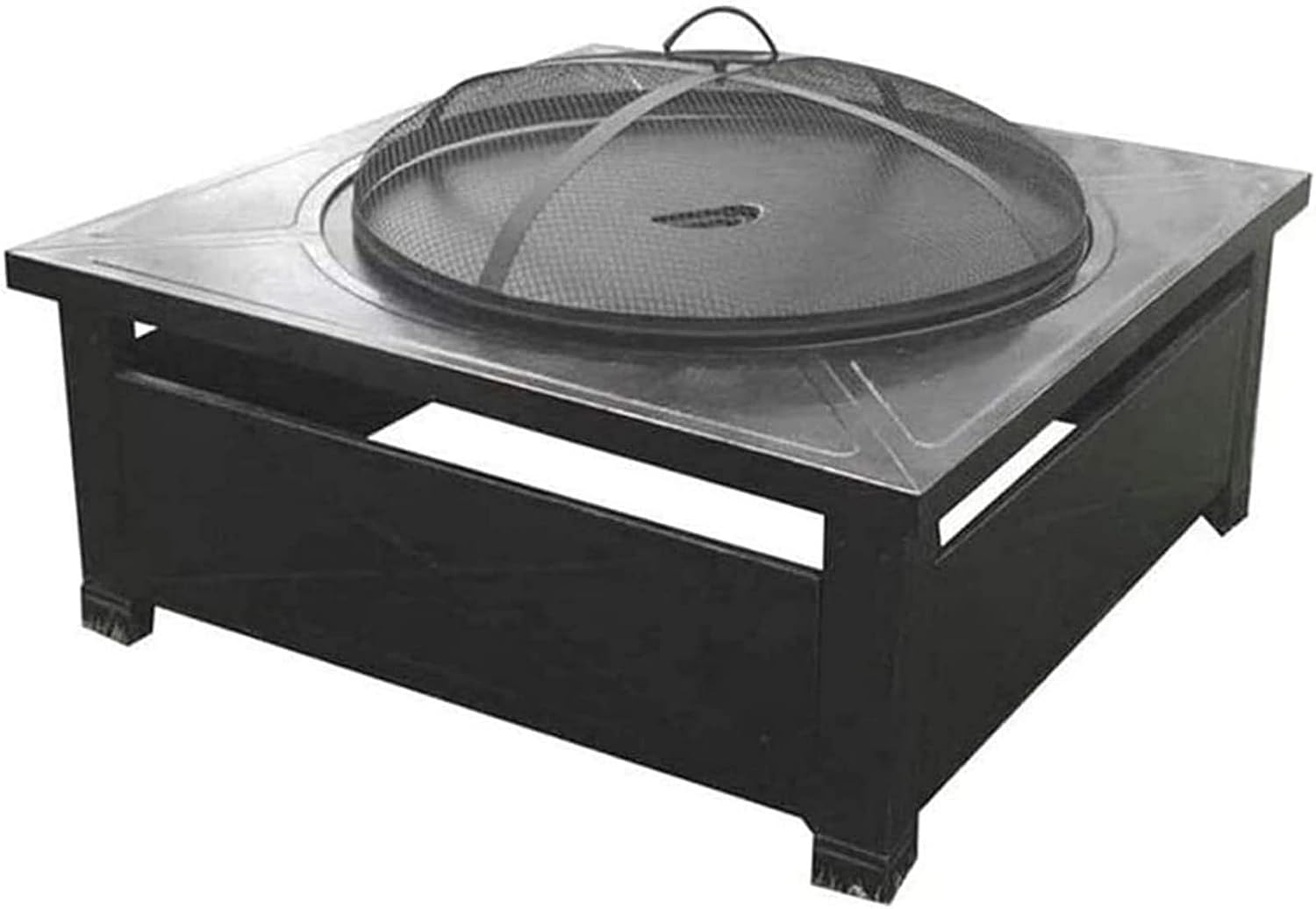 Garden Fire Pit Portable Grill Barbecue Rack 32'' Outdoor Fire Pit Table,Multi-Purpose Square Fireplace, Backyard Patio Garden Outside Wood Burning Heater,BBQ, Ice Pit for Camping