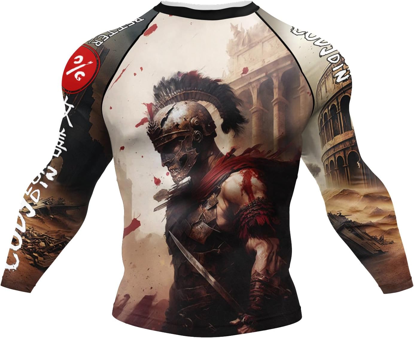 Men's Long Sleeve Shirt Baselayer Performance Compression Quick Drying Splice Compression Swim Shirts Rash Guard Top